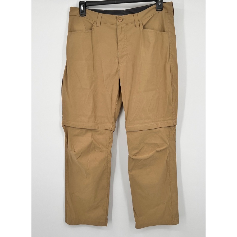 Eddie Bauer Mens 36x30 Convertible Tech Pants Tan Khaki Hiking‎ Zip Off Cargo